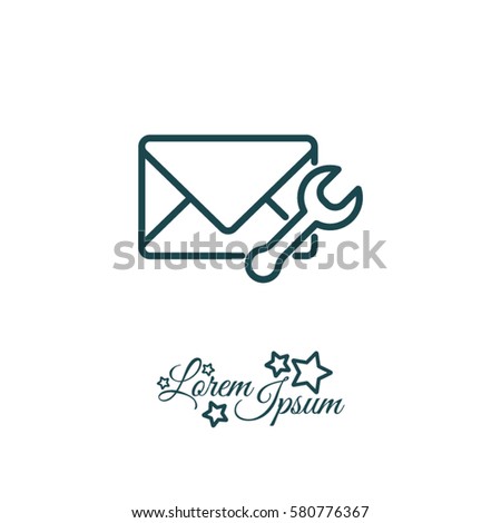 Web line icon. Message settings, Wrench and envelope