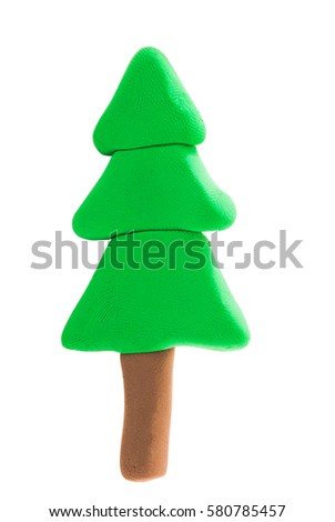 Green pine tree on white isolated background