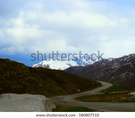 view of the Swiss Alps, the road in the mountains, Switzerland