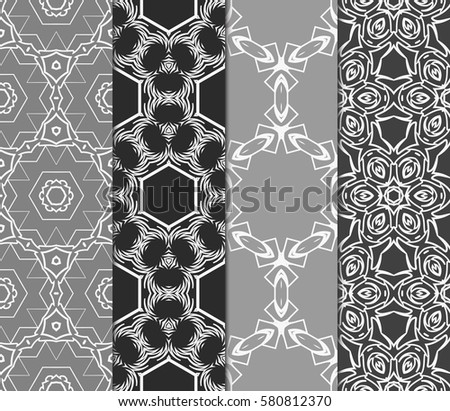 set of Modern decorative floral, geometric pattern. Luxury texture for wallpaper, invitation, decor, fabric. Vector illustration.