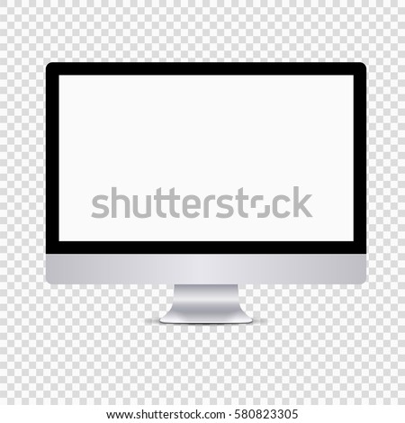 Realistic computer monitor isolated on transparent background. Vector mockup. Vector illustration. Royalty-Free Stock Photo #580823305