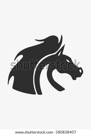 Angry horse face icon, Vector
