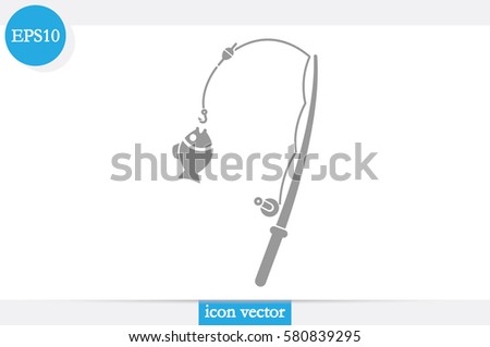 Fishing Rod and a fish icon vector illustration .
