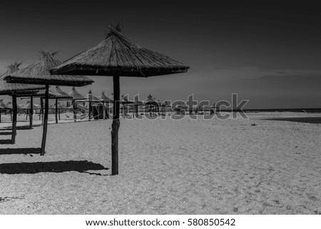 umbrella straw beach sea