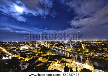 Verona city of love night sky line 