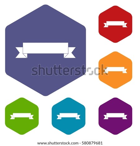 Ribbon icons set rhombus in different colors isolated on white background