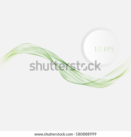  Beautiful Green Smoke. Waved Background, Vector Illustration