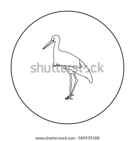 Stork icon in outline style isolated on white background. Bird symbol stock vector illustration.