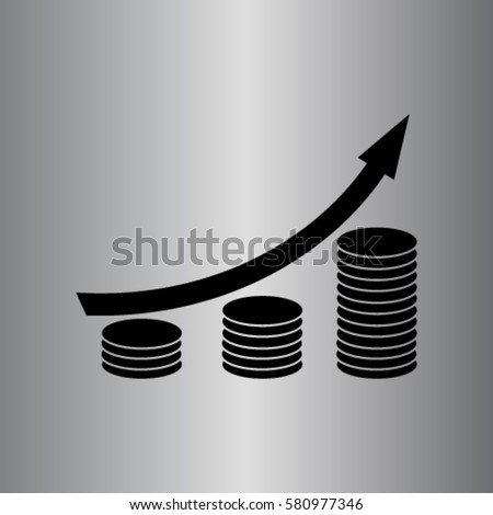 Coin grouth diagram icon, investment vector illustration Royalty-Free Stock Photo #580977346