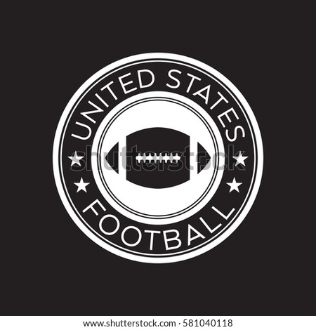 An American football crest in vector format. This round shield features stars, text that says United States, and a foot ball.