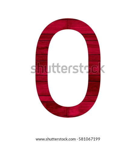 English alphabet with red wood texture isolated on white background.