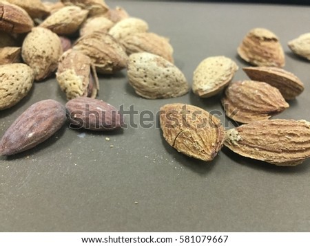 Peeled almonds closeup. For vegetarians. (almond)