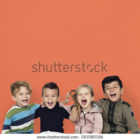 Little Children Happy Cheerful Together