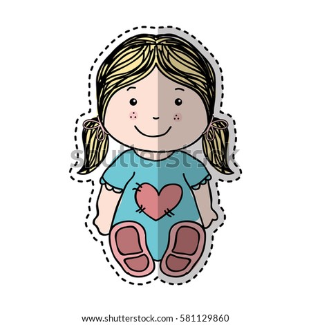 little girl drawing isolated icon