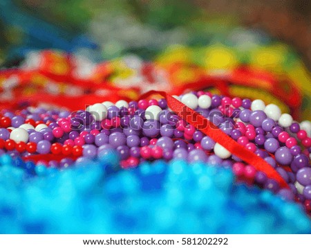 Colorful Bead Necklace, selective focus