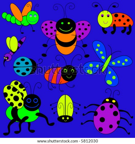 Variety of cartoon bugs - vector.