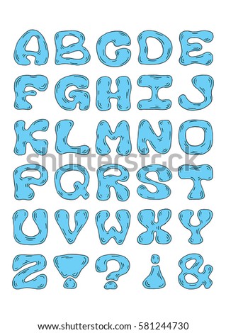 Hand drawn alphabet isolated letters plastic soft. Illustration.