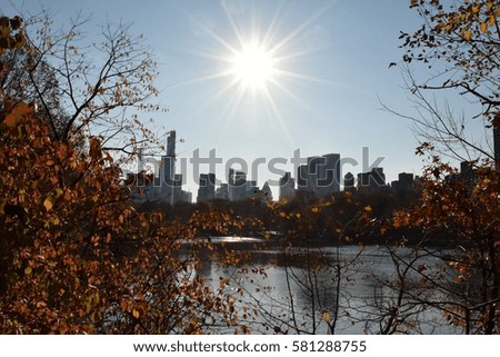 Star burst sun over Central Park