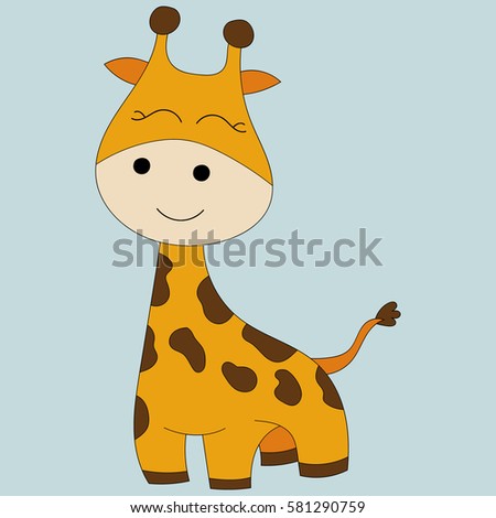 Children's illustration with a giraffe. Best Choice for cards, invitations, printing, party packs, blog backgrounds, paper craft, party invitations, digital scrapbooking.