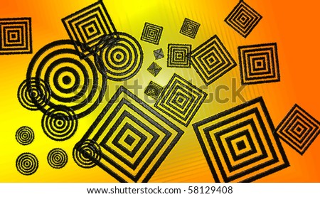circles and squires on yellow background