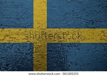 Swedish flag on aluminum foil