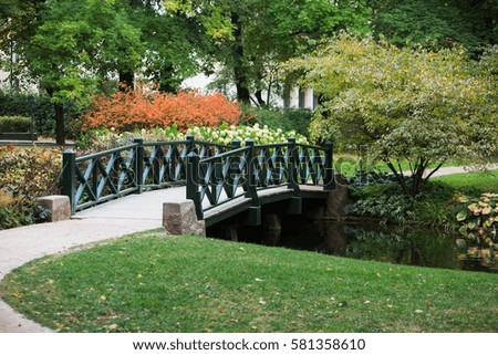 Bridge over the river in the city park