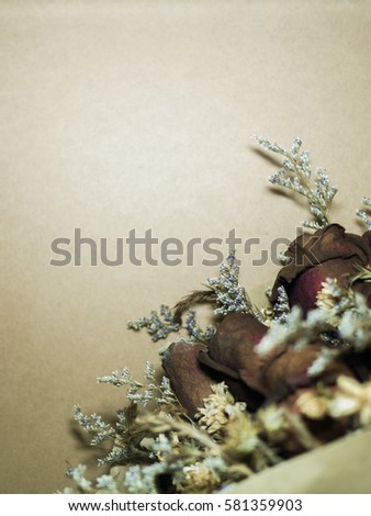 Dry flowers on brown background