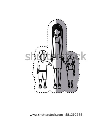 people woman with her children icon, vector illustration design