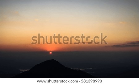 Sunset of the mountain of Thailand.