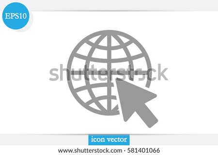 Globe and arrow icon vector illustration eps10. Isolated badge for website or app 