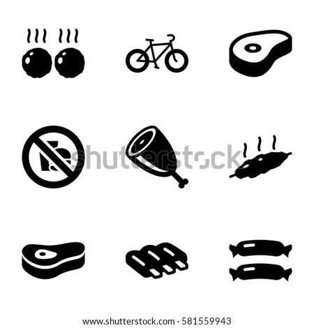 fat icons set. Set of 9 fat filled icons such as sausage, beef, meat, no fast food