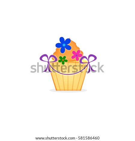 Cupcake - flowers and bows