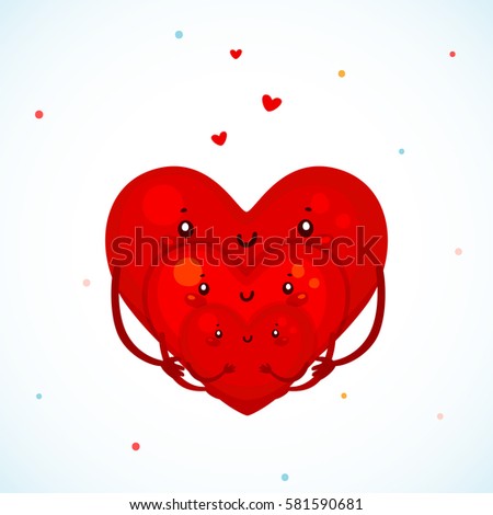 Cute family heart, father, mother and child, cartoon characters, background for family day.