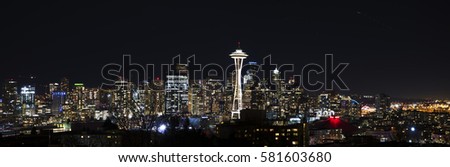 Seattle skyline night view from Kerry Park, Seattle, Washington