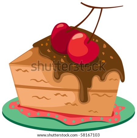 illustration of isolated piece of cake on white background