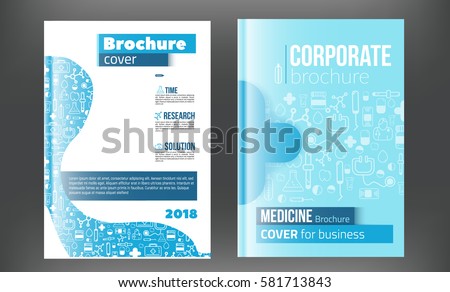 Medical Brochure Design Template. Flyer with inline medicine icons, Modern Infographic Concept for annual report. Vector