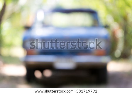 Blurry Attractive blue old retro car background