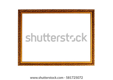 Classic wooden frame isolated on white background.