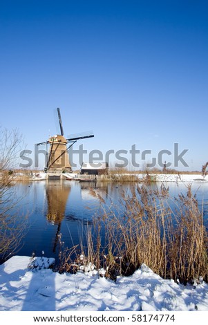 Dutch windmill in the Kinderdijk area, Holland