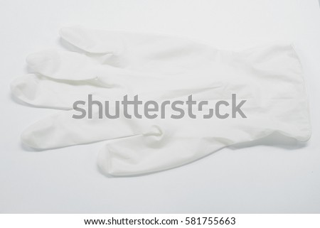 Glove medical on white paper background.