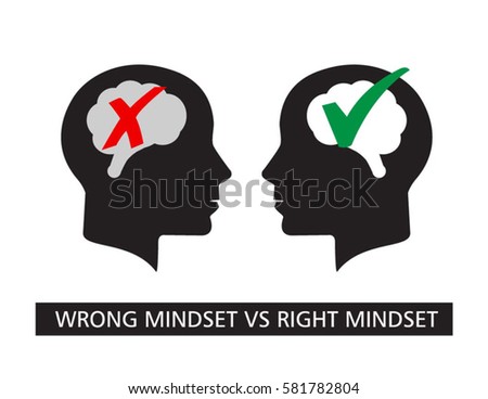 Wrong mindset vs Right mindset vector illustration