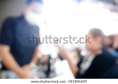Picture blurred  for background abstract and can be illustration to article of lady in restaurant