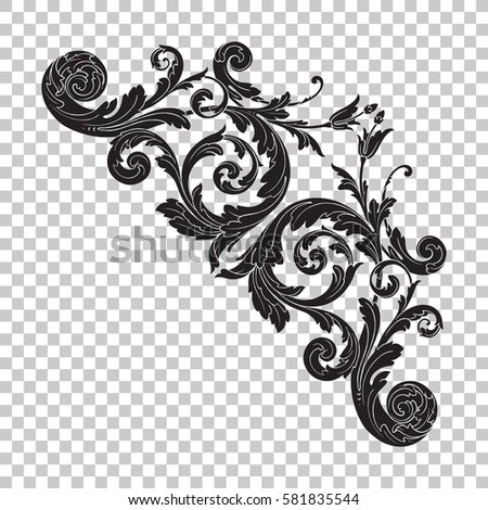 Isolate vintage baroque ornament retro pattern antique style acanthus. Decorative design element filigree calligraphy vector. You can use for wedding decoration of greeting card and laser cutting.