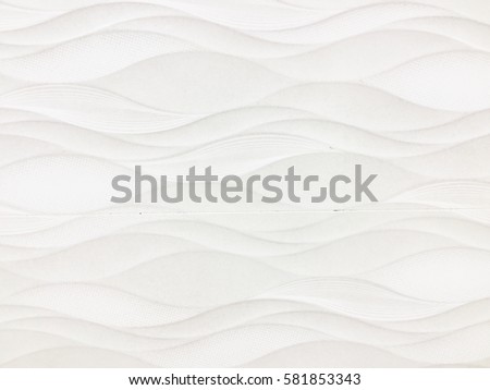 White seamless texture. Wavy background. Interior wall decoration. 3D interior wall panel pattern. white background of abstract waves. Royalty-Free Stock Photo #581853343