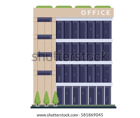 Modern Flat Commercial Office Building, Suitable for Diagrams, Infographics, Illustration, And Other Graphic Related Assets