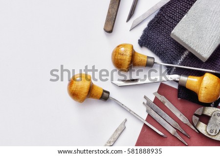 Scribing tools and tools for manual metal engraving.
