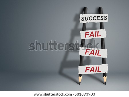 To success through failures creative concept, pencil Ladder  Royalty-Free Stock Photo #581893903
