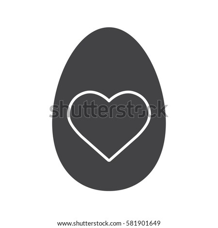 Easter egg glyph icon. Silhouette symbol. Easter egg with heart shape pattern. Negative space. Vector isolated illustration