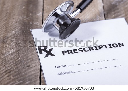 prescription form with stethoscope