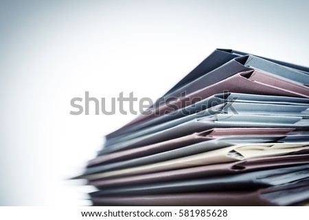 Pile of business document files Royalty-Free Stock Photo #581985628